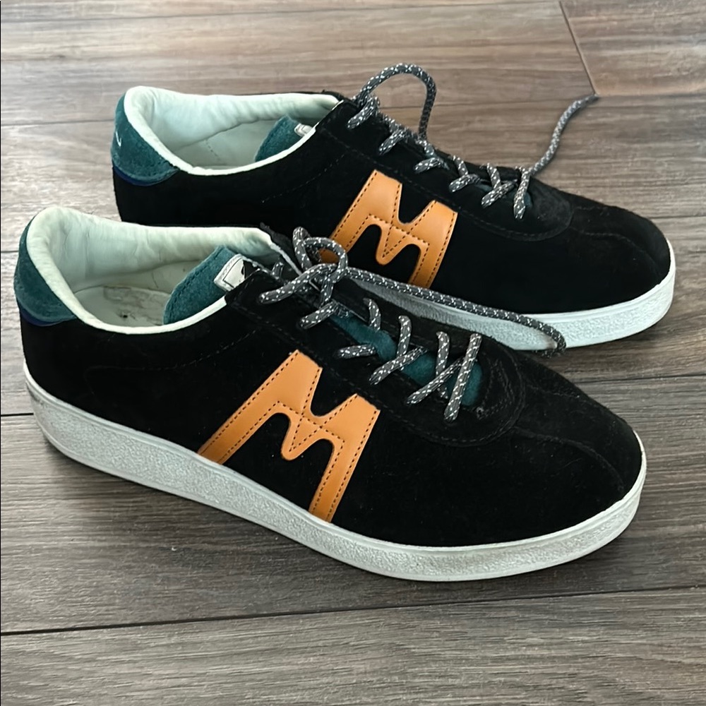 Black and Orange Sneakers with White Soles